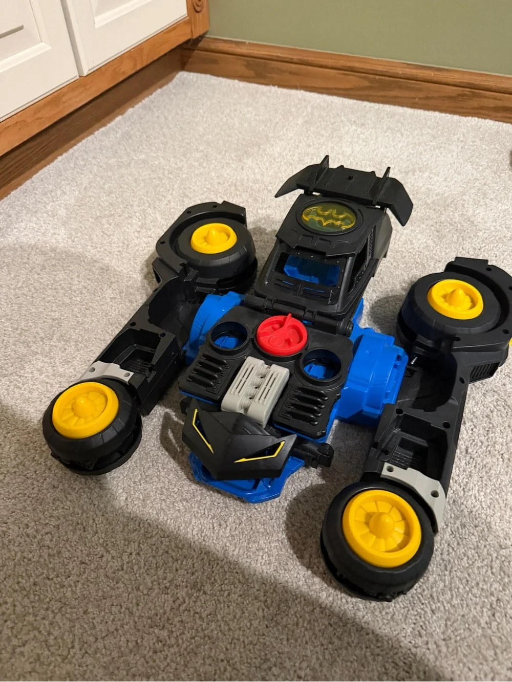 Kids Batbot Transforming Toy Vehicle - Black & Blue with Yellow Accents